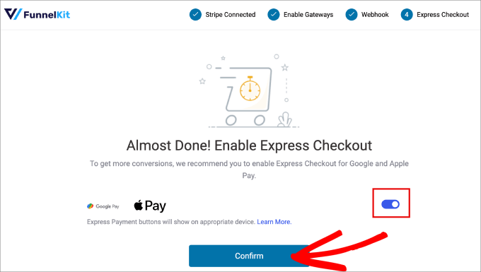 enable express checkout funnelkit