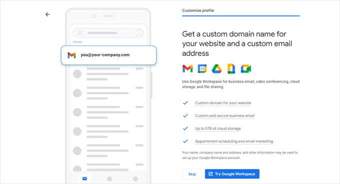 Signing up for Google Workspace