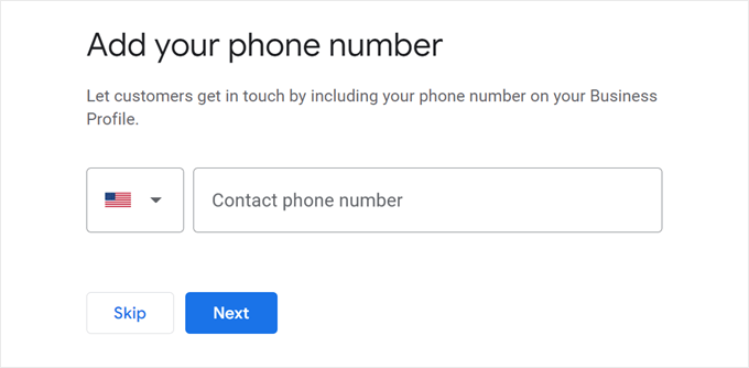 Adding a phone number in Google Business Profile
