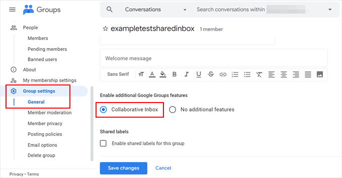 Enabling Collaborative Inbox in Google Groups