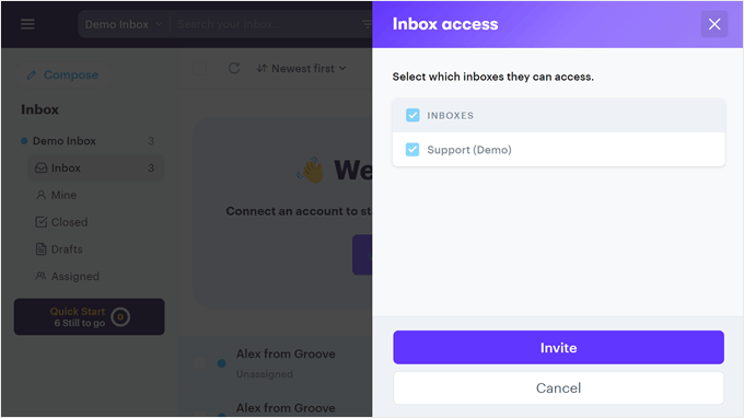 Configuring inbox access for team members in GrooveHQ