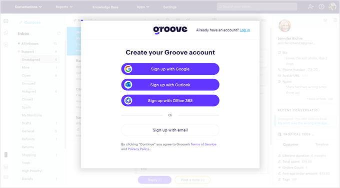 Creating a Groove account