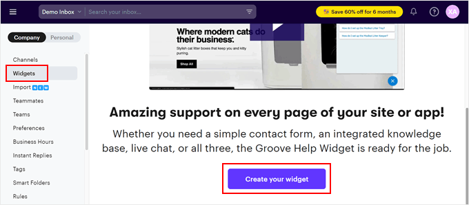 Creating a widget in GrooveHQ