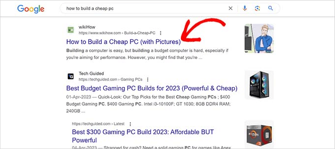 Effective headline in search results
