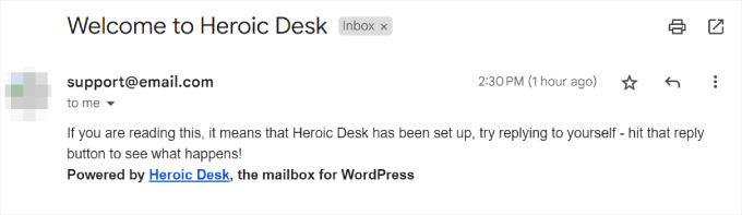 The Heroic Inbox test email