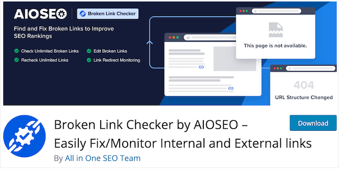 The free AIOSEO Broken Link Checker WordPress plugin