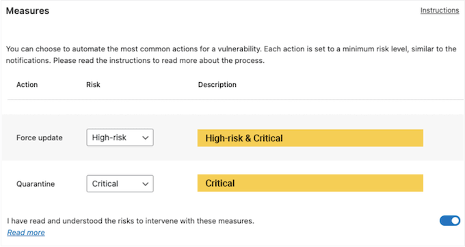 Configuring the force update and quarantine features in Really Simple SSL