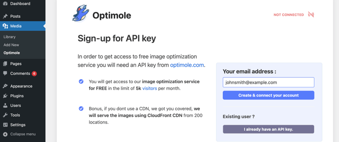 How to set up the Optimole image compression and optimization plugin