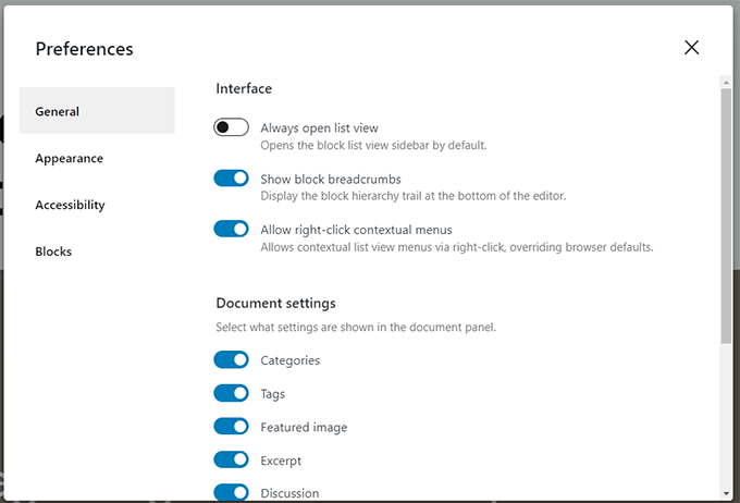 Preferences panel refreshed