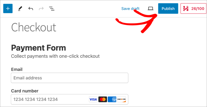 publish checkout form