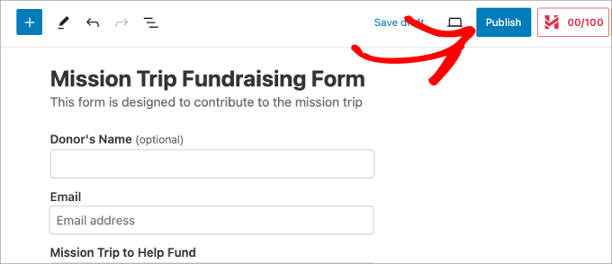 publish mission trip recurring donation form