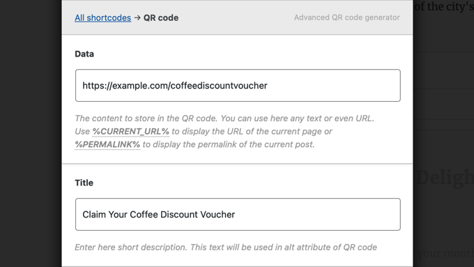 Adding a QR code to your site using a custom shortcode 