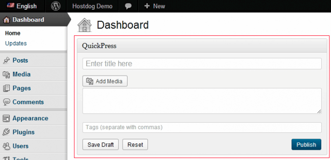 QuickPress Was a Dashboard Widget on Earlier Versions of WordPress