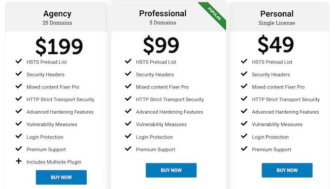 Really Simple SSL's pricing and plans