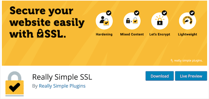 The free Really Simple SSL WordPress plugin