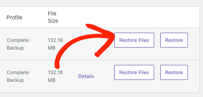 Restoring files from a WordPress backup