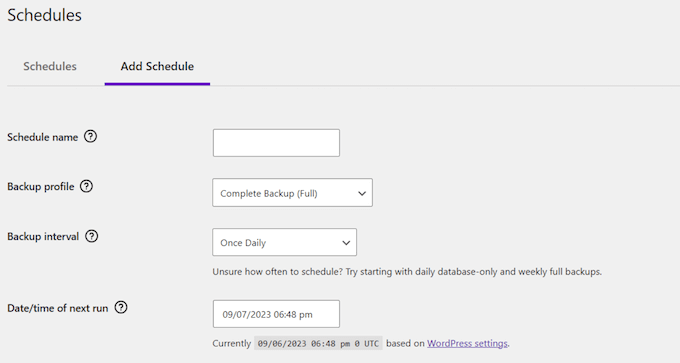 Creating an automated backup schedule for your WordPress blog or website