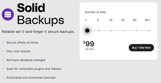 The Solid Backups pricing and plans 