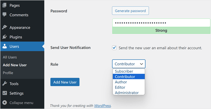 Adding a new contributor in WordPress