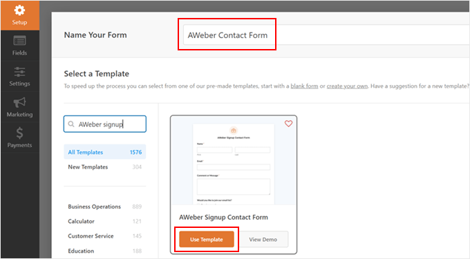 Creating an AWeber signup contact form