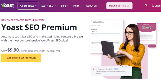 Yoast SEO's pricing and plans