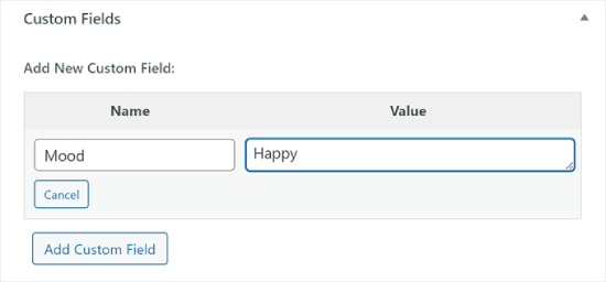 Adding a new custom field in WordPress Adding a new custom field in WordPress