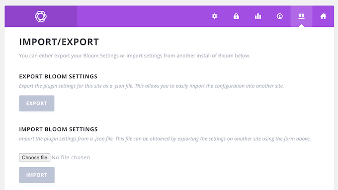 Importing and exporting your Bloom settings