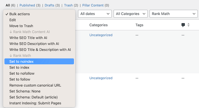 Changing your content's SEO settings in bulk using the WordPress bulk editor