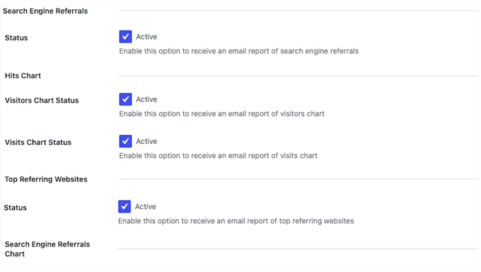 Customizing the email reports created using WP Statistics 