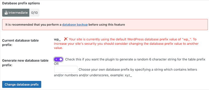 Changing the WordPress database prefix