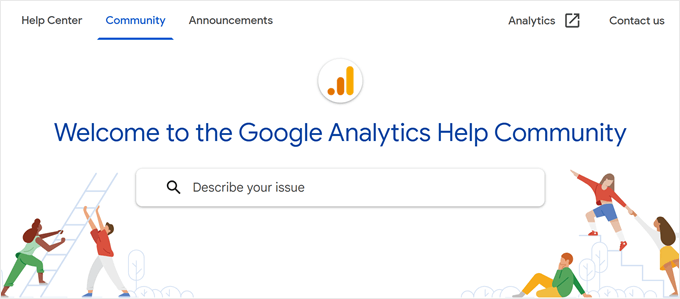 Google Analytics Help Community page