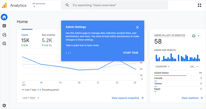 Google Analytics tour