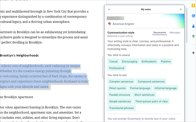 Grammarly learns your voice and tone