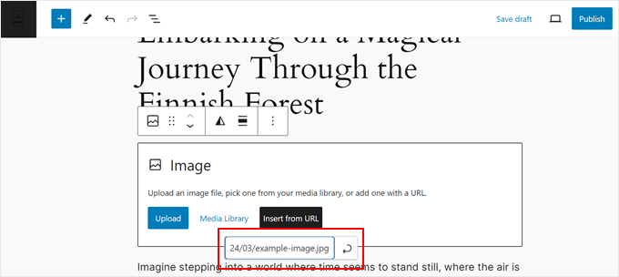 Inserting an image URL in the block editor