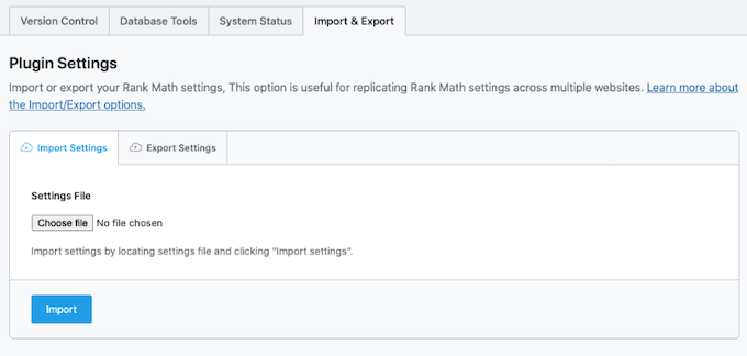 Exporting your Rank Math settings