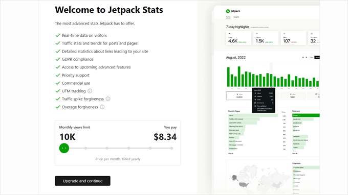 Jetpack Stats tiered pricing