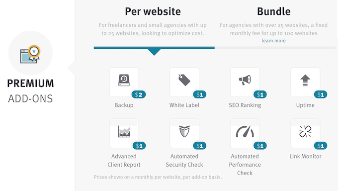 ManageWP's premium add-ons