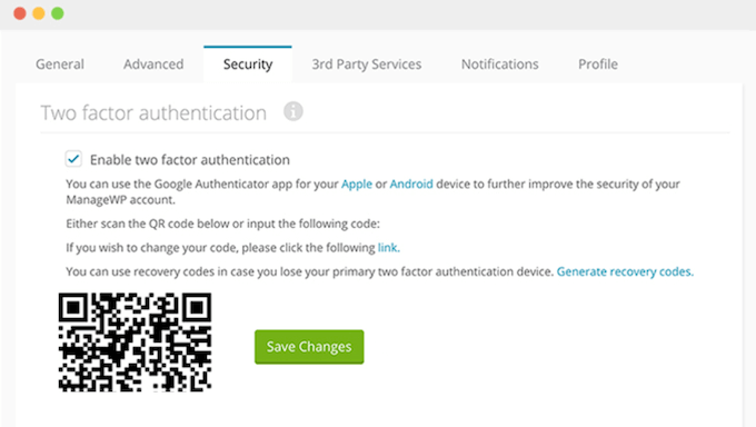 Enabling two-factor authentication (2FA)