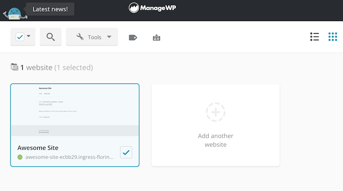 Managing multiple sites from the same online dashboard