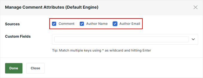 Adding comment, author name, and author email sources to SearchWP