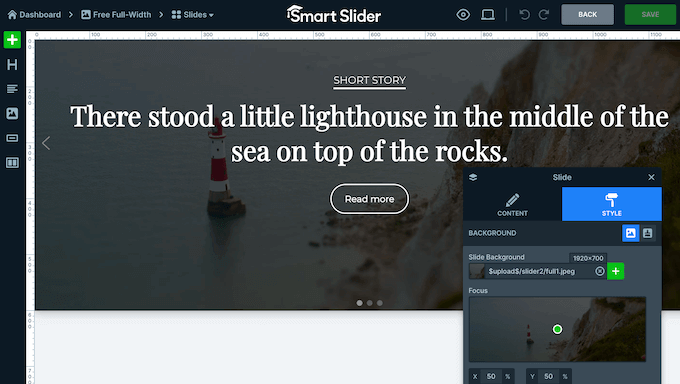 The Smart Slider editor