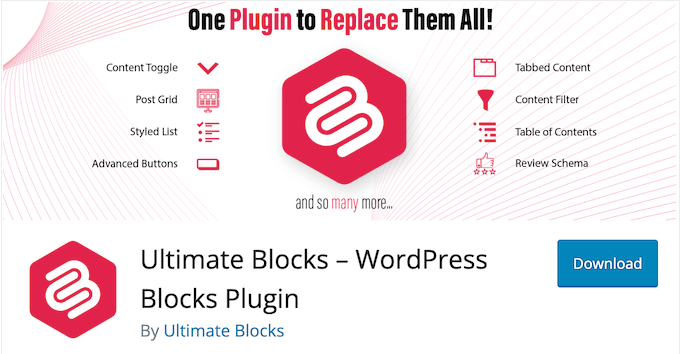 The free Ultimate Blocks WordPress plugin