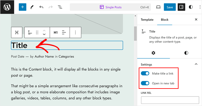 Enabling linking in post titles in the block editor
