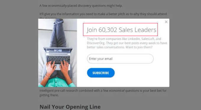 Example of Showing the Number of Subscribers in a Popup