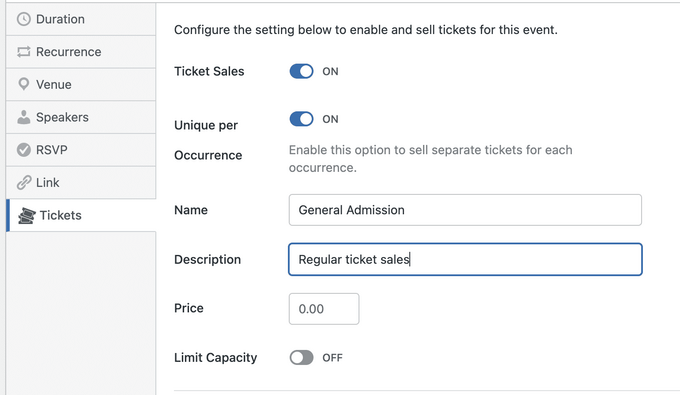 Enter event ticket details