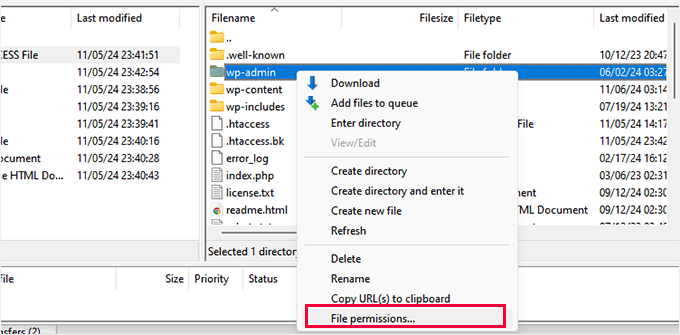 File permissions folders