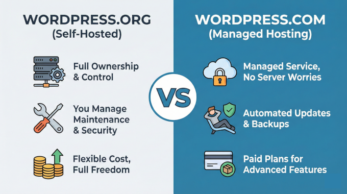 Quick infographic explaining key differences between WordPress.org and WordPress.com Quick infographic explaining key differences between WordPress.org and WordPress.com