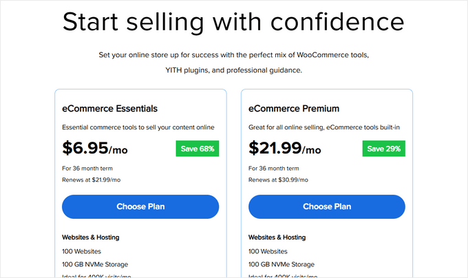 Bluehost pricing plans Bluehost WooCommerce pricing