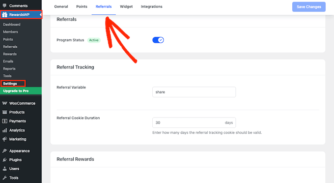How to configure your referral program using RewardsWP