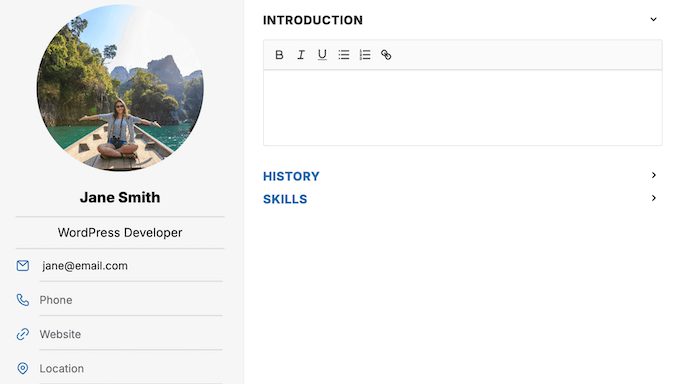 Hinzufügen Ihrer Telefonnummer, E-Mail-Adresse und mehr zu Ihrem Online-Lebenslauf